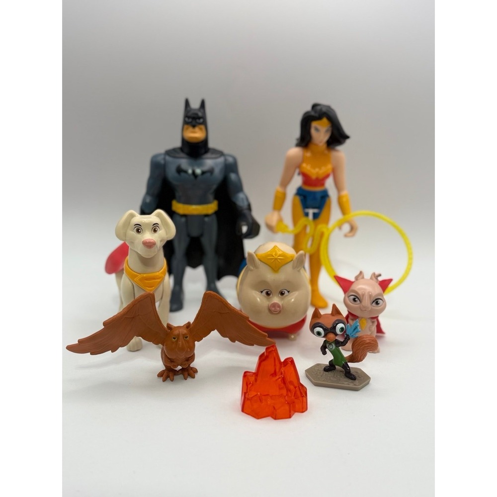 DC League of Super Pets Figure Lot Krypto Ace Pigasus Chip + Batman Wonder Woman